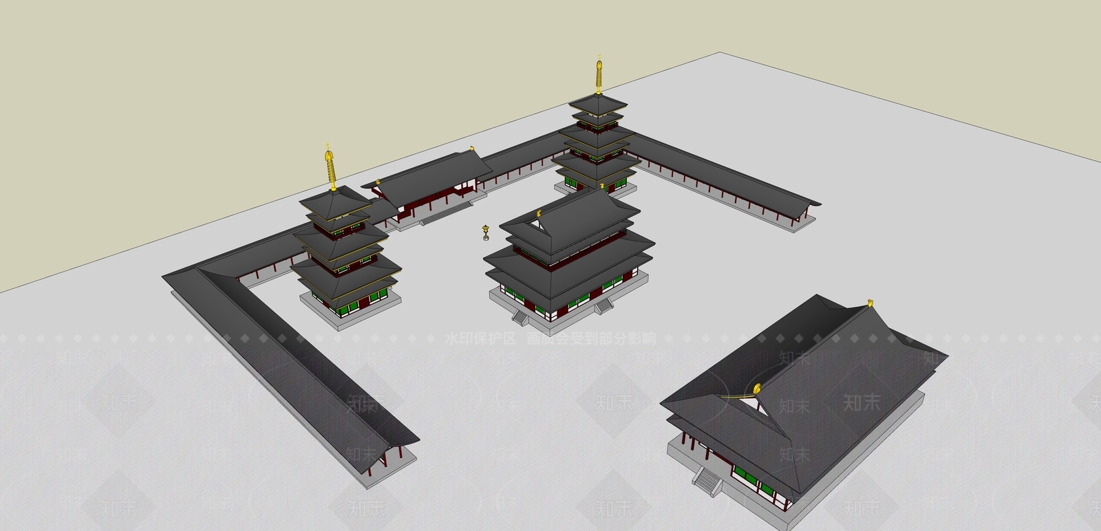 中式寺庙建筑合集SU模型下载【ID:1101647053】