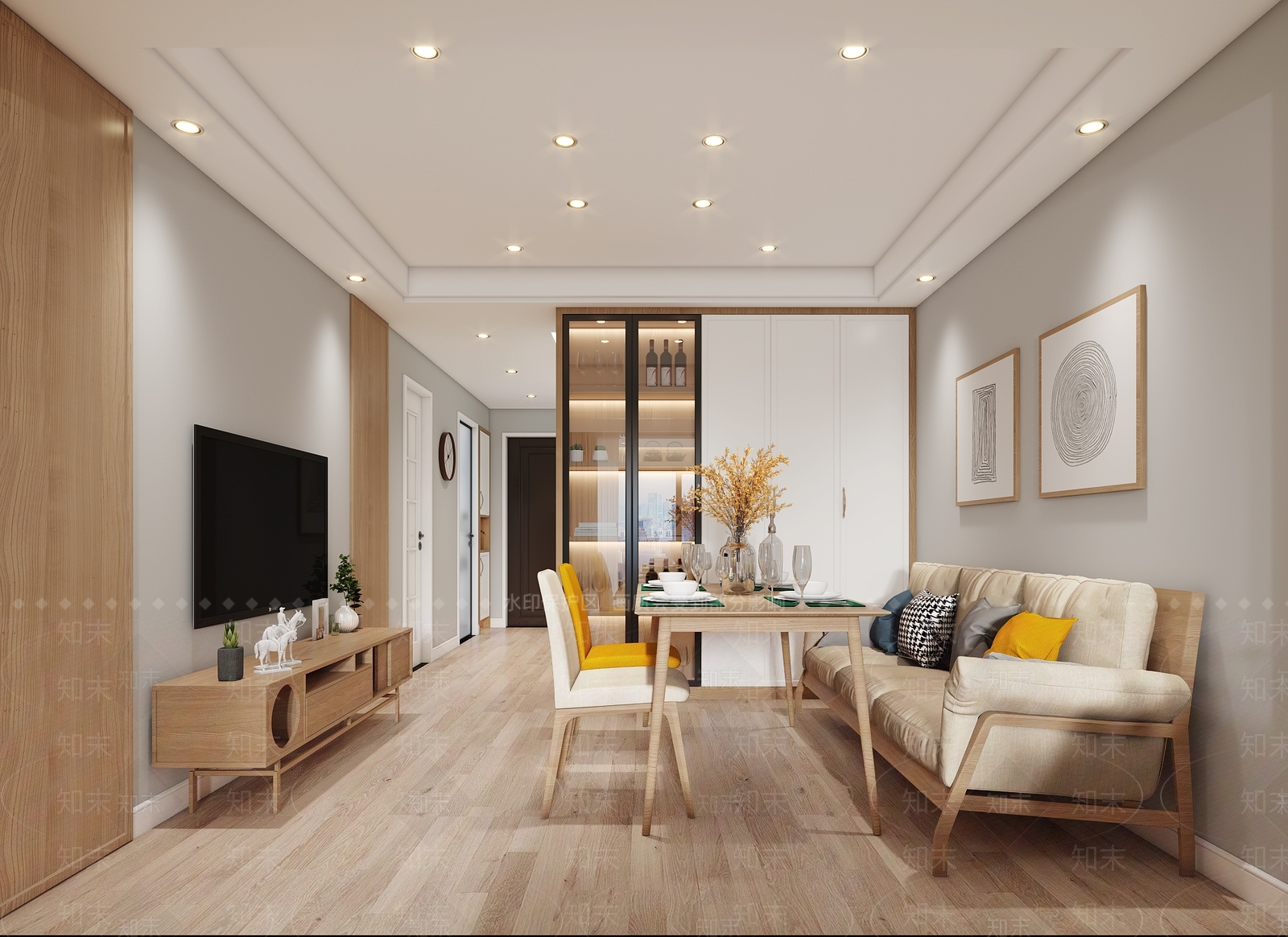 北欧单身公寓3D模型下载【ID:1101652047】