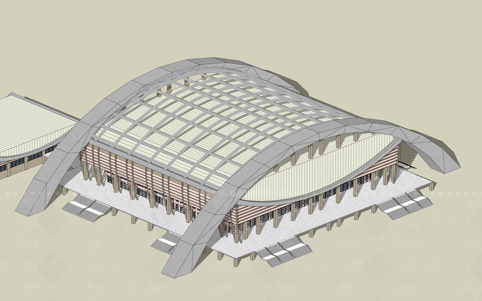现代体育建筑SU模型下载【ID:1101655060】
