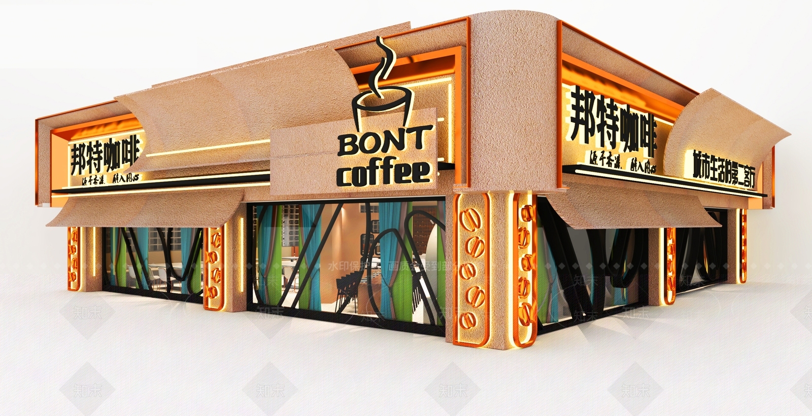 现代餐饮建筑SU模型精品下载_SketchUp模型_知末网