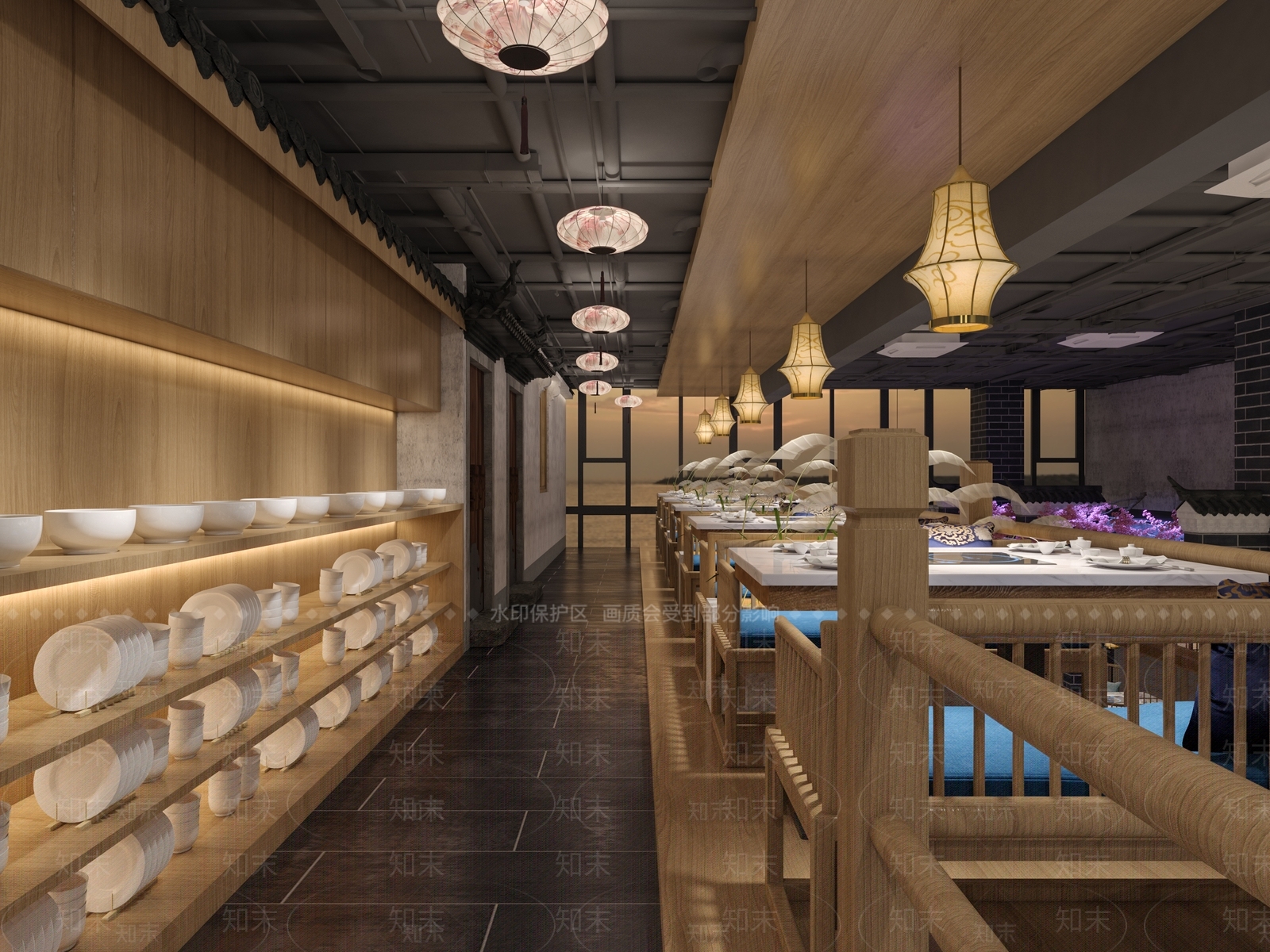 新中式火锅店3D模型下载【ID:1101661481】