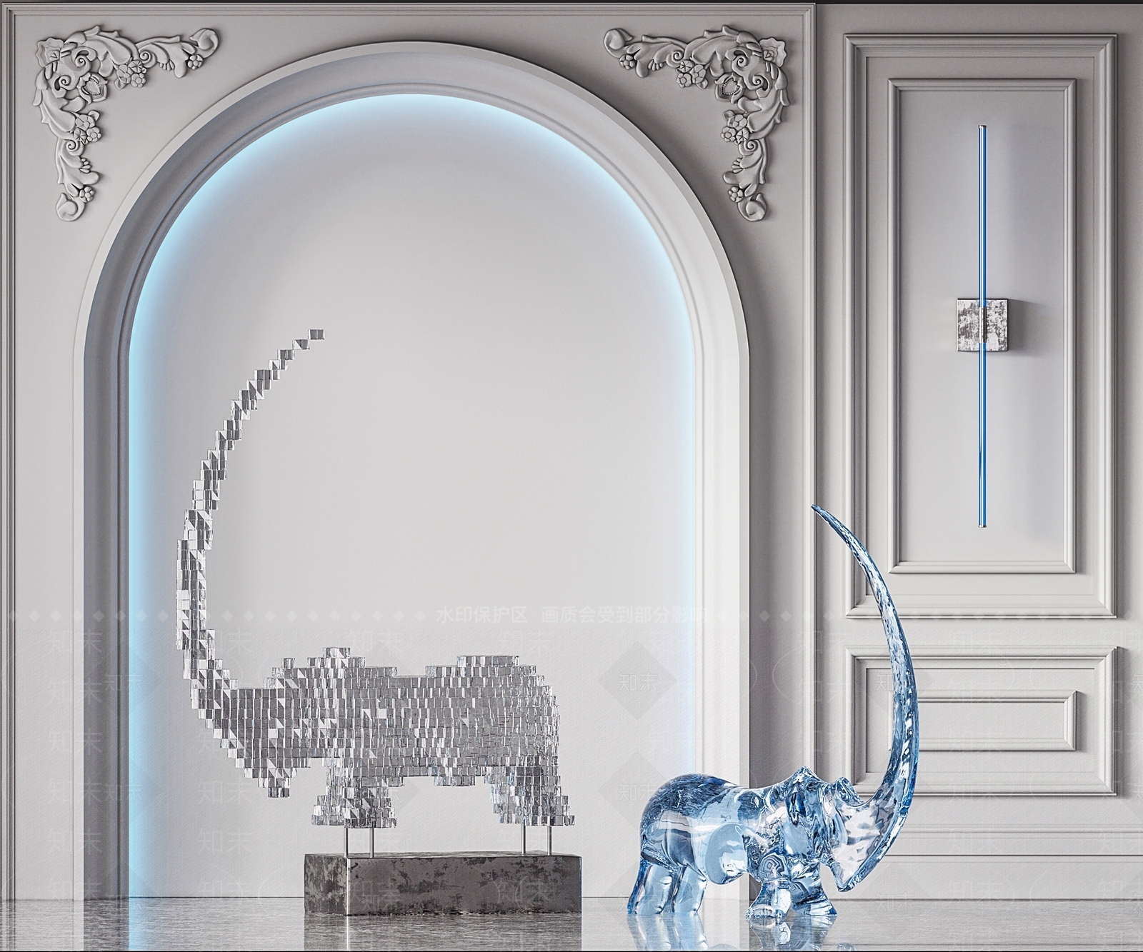 现代水晶雕塑3D模型下载【ID:1101663884】