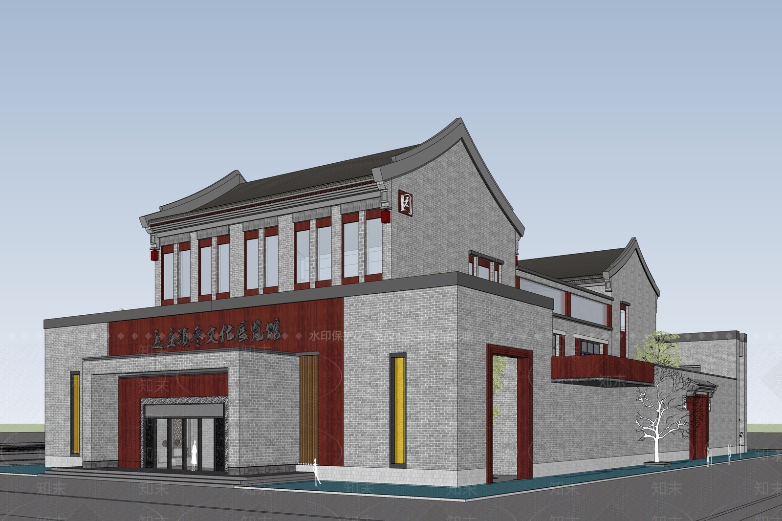 中式展览馆博物馆SU模型下载【ID:1101664150】