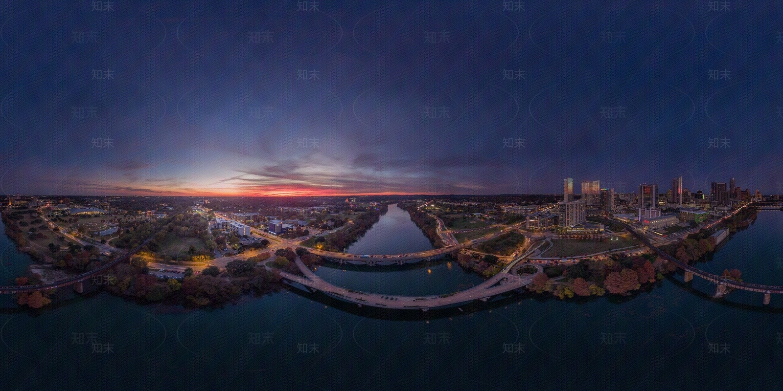 HDR滨河特色城市夜景鸟瞰贴图下载【ID:1101668144】