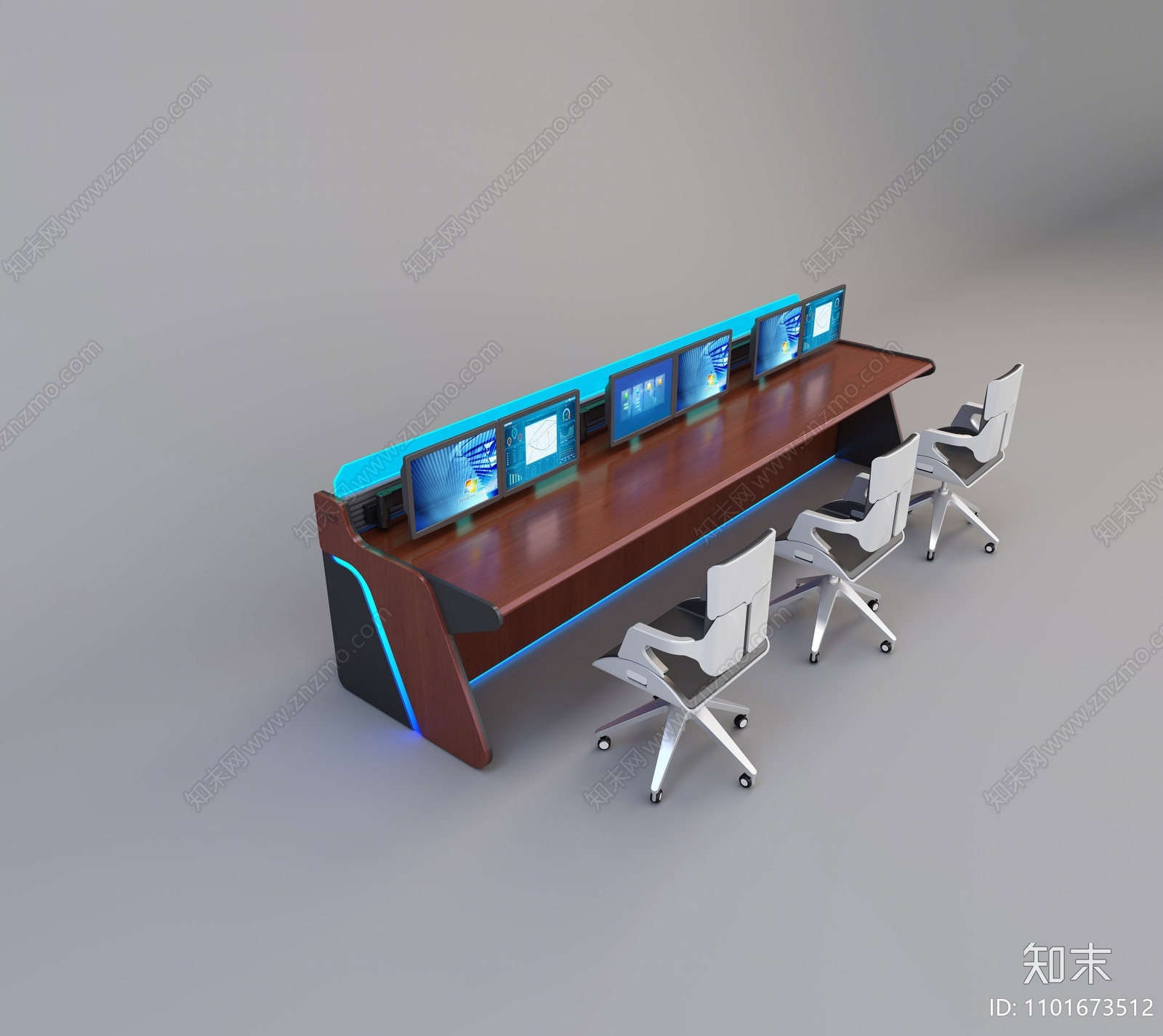 现代科技办公桌椅组合3D模型下载【ID:1101673512】