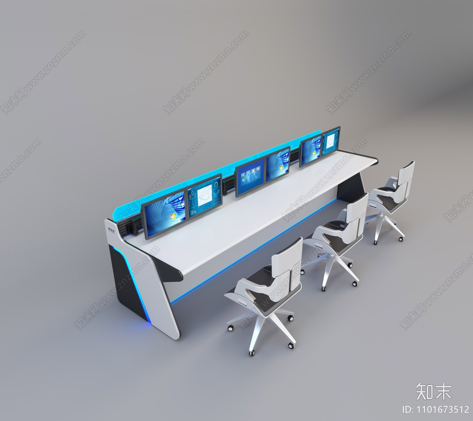 现代科技办公桌椅组合3D模型下载【ID:1101673512】