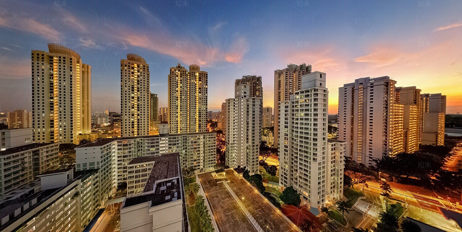 住宅建筑傍晚窗景图贴图下载【ID:1101675533】