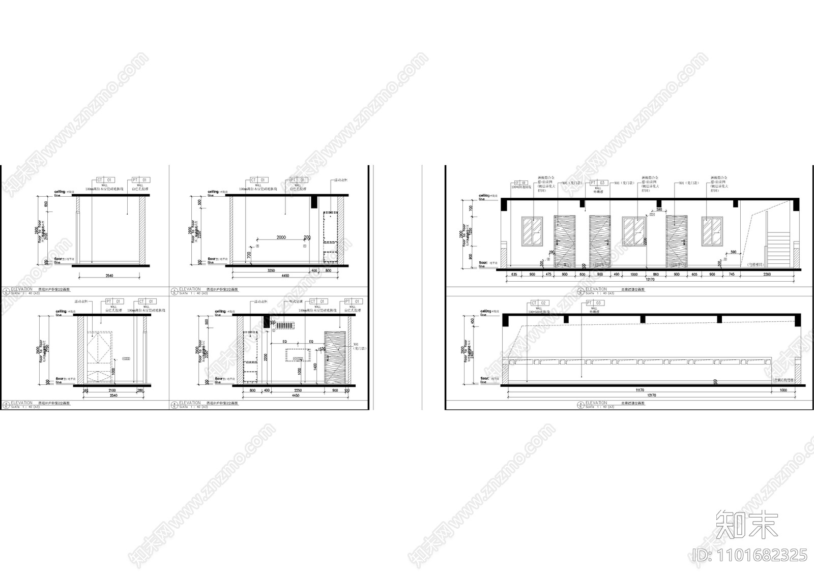 宿舍立面cad施工图下载【ID:1101682325】