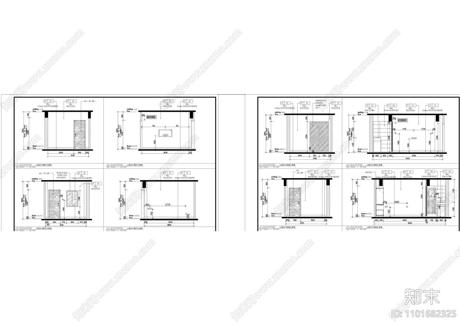 宿舍立面cad施工图下载【ID:1101682325】
