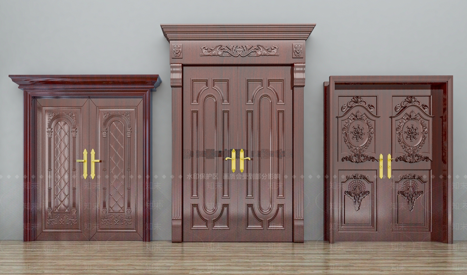 欧式别墅双开大门SU模型下载【ID:1101683448】