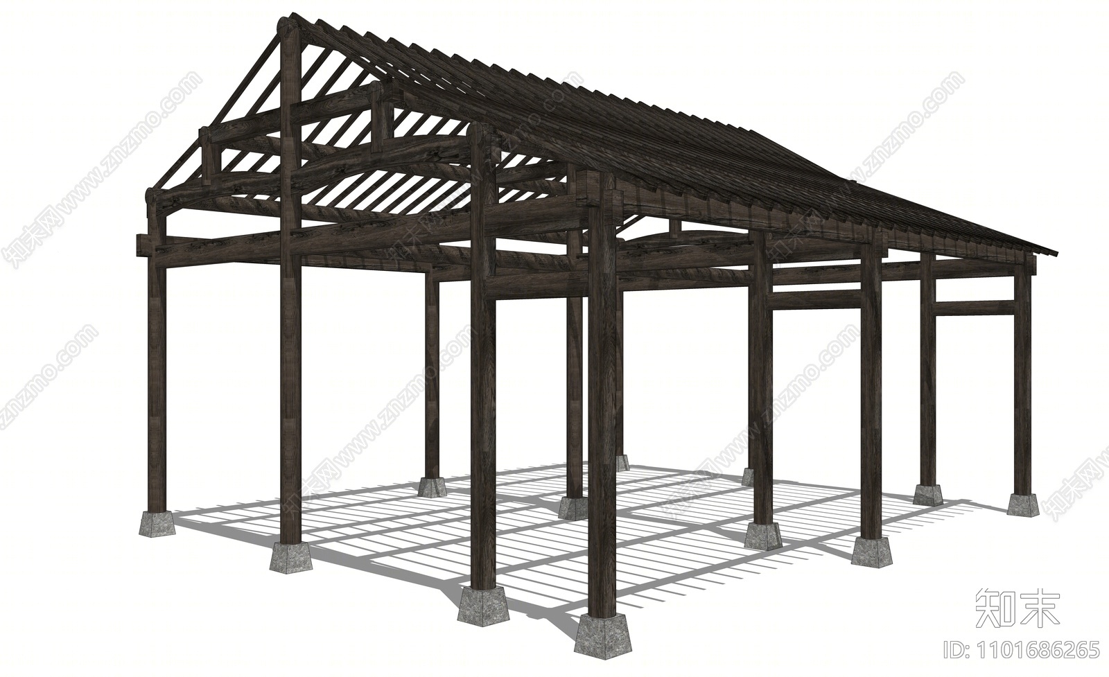 中式木结构框架SU模型下载【ID:1101686265】