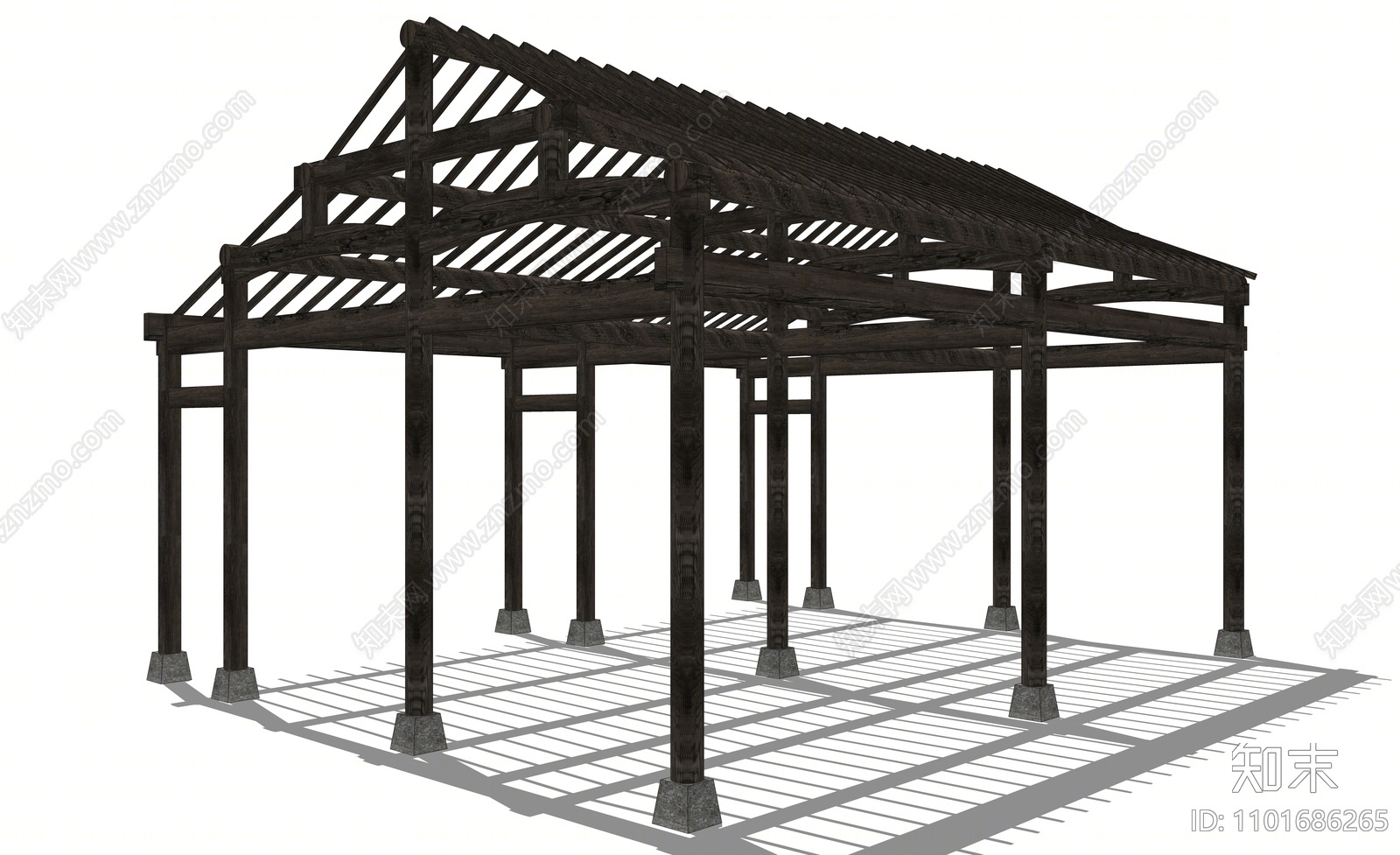 中式木结构框架SU模型下载【ID:1101686265】