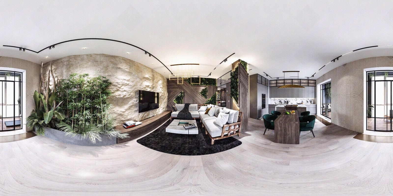 HDR现代豪宅别墅客厅全景贴图下载【ID:1101693975】