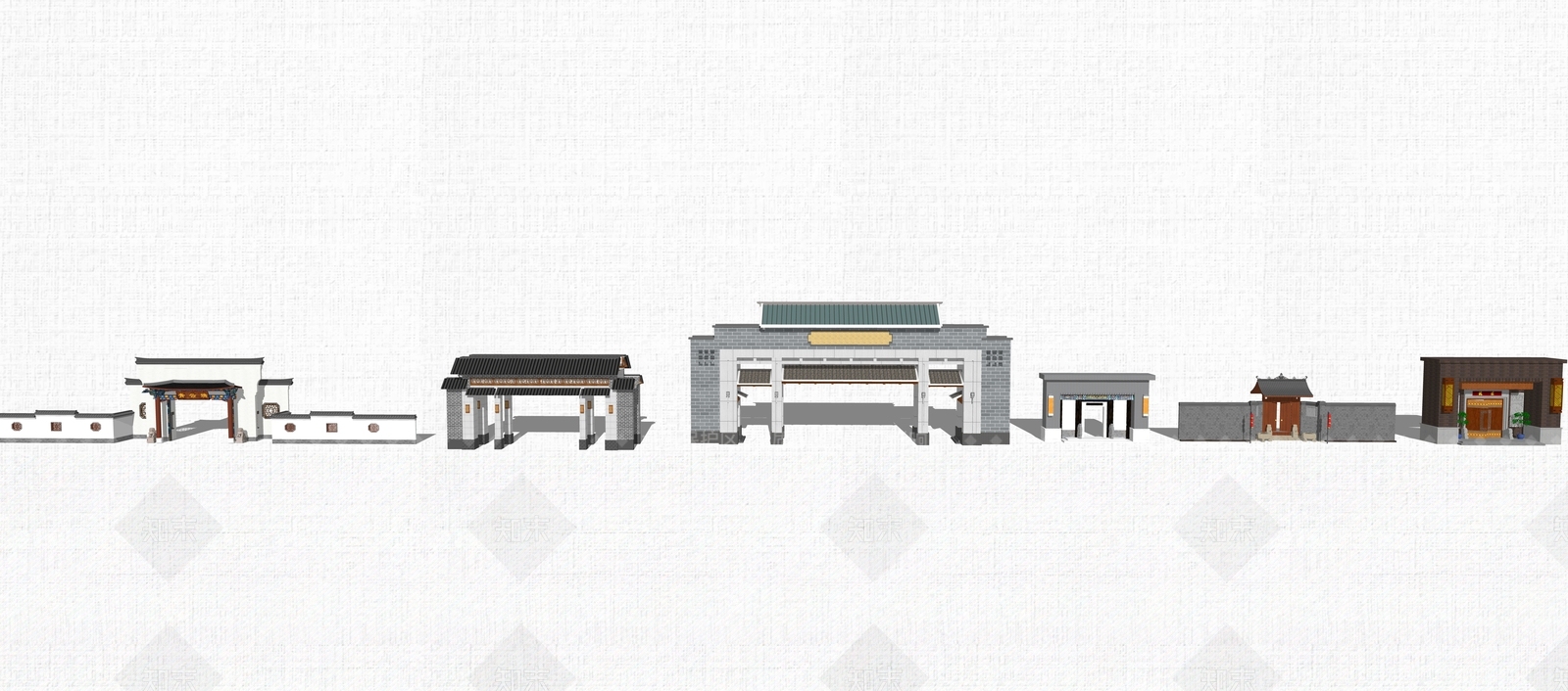 中式古典大门SU模型下载【ID:1101701074】
