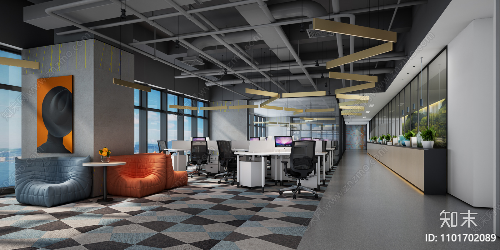 钟工办公空间施工图效果图施工图下载【ID:1101702089】