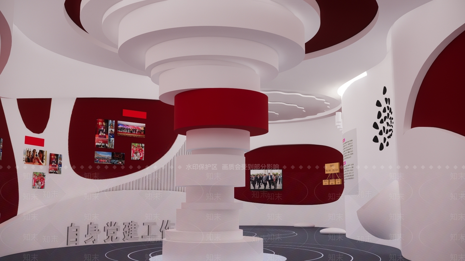 现代红色文教展厅SU模型下载【ID:1101706258】