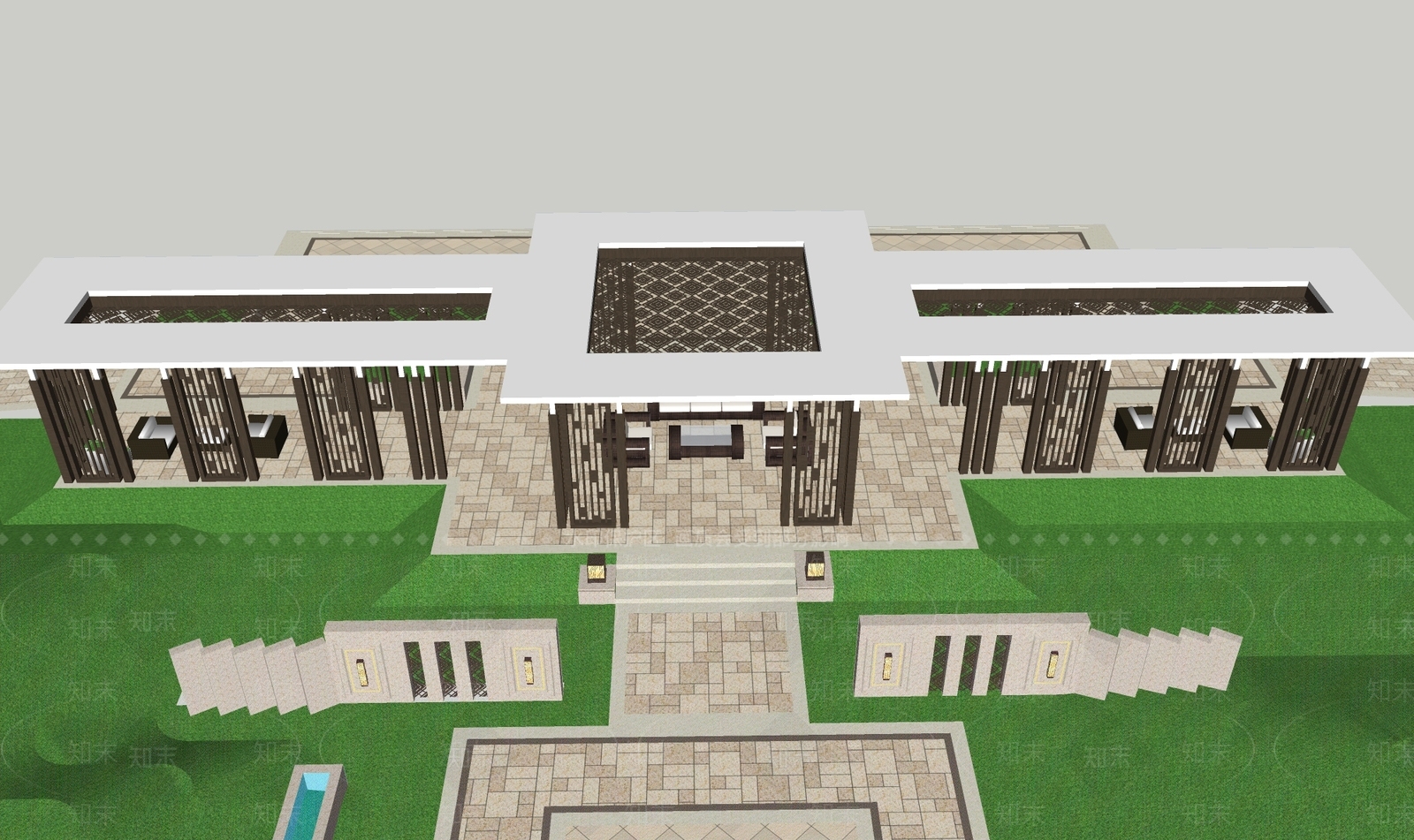 古典会客厅廊架SU模型下载【ID:1101709419】