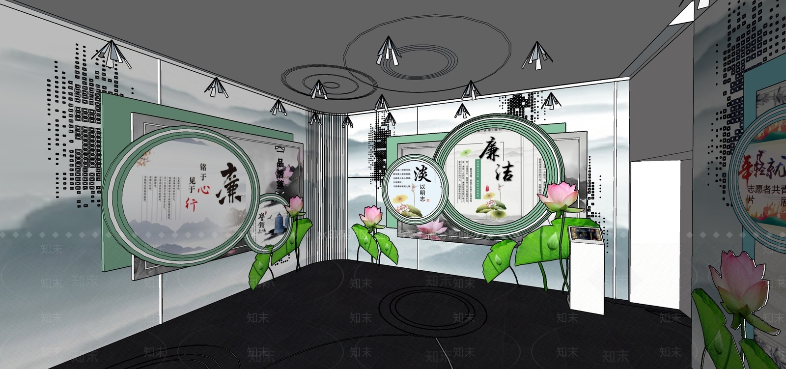 现代科技廉洁党建展厅SU模型下载【ID:1101713394】