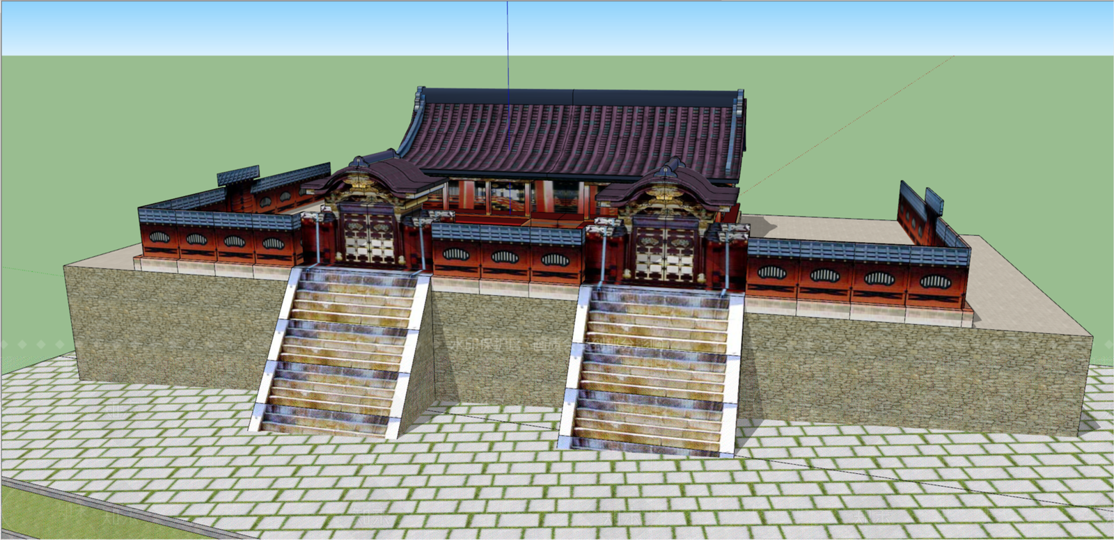 日式寺庙建筑SU模型下载【ID:1101714590】