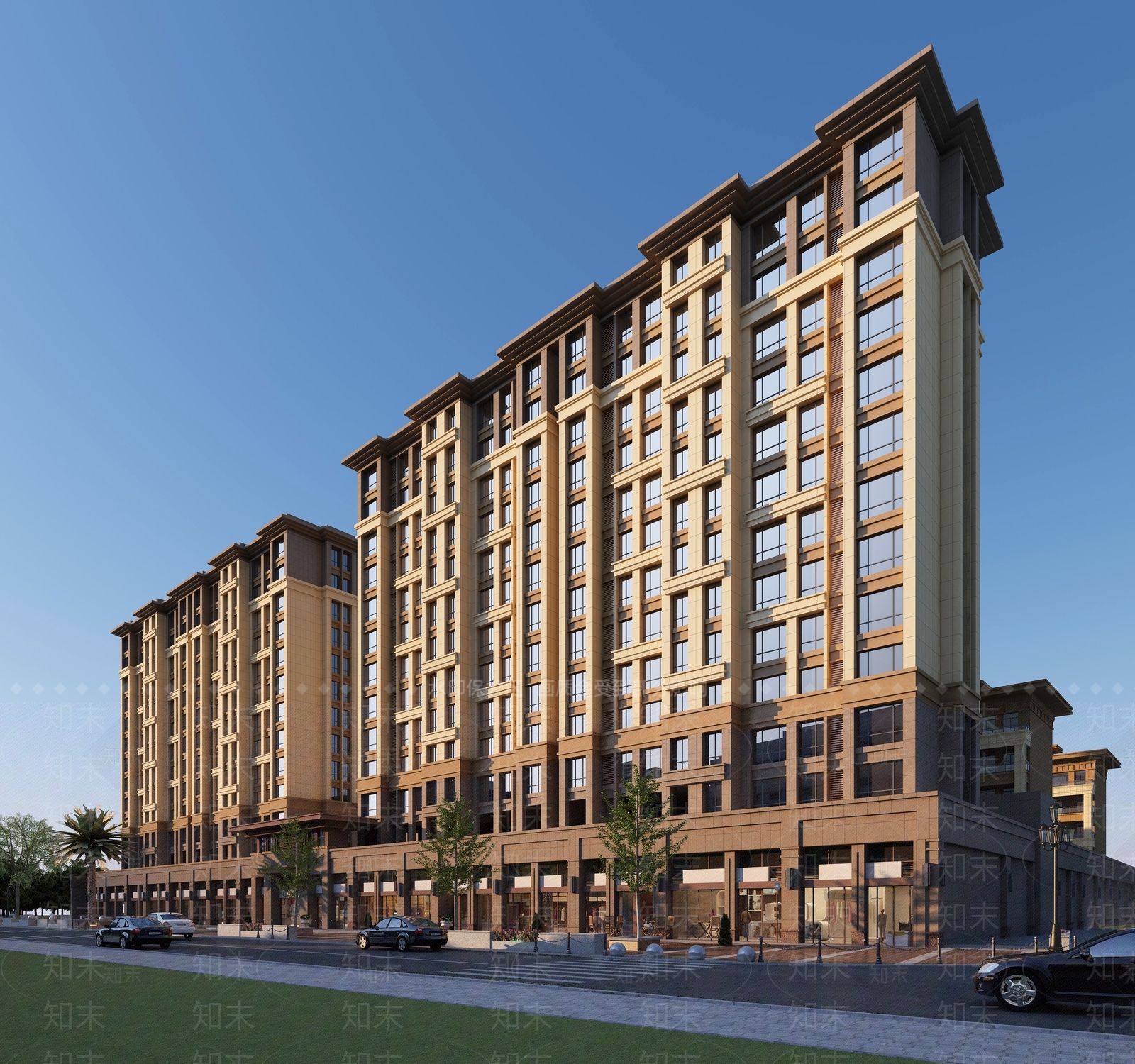 现代商业楼盘3D模型下载【ID:1101724683】