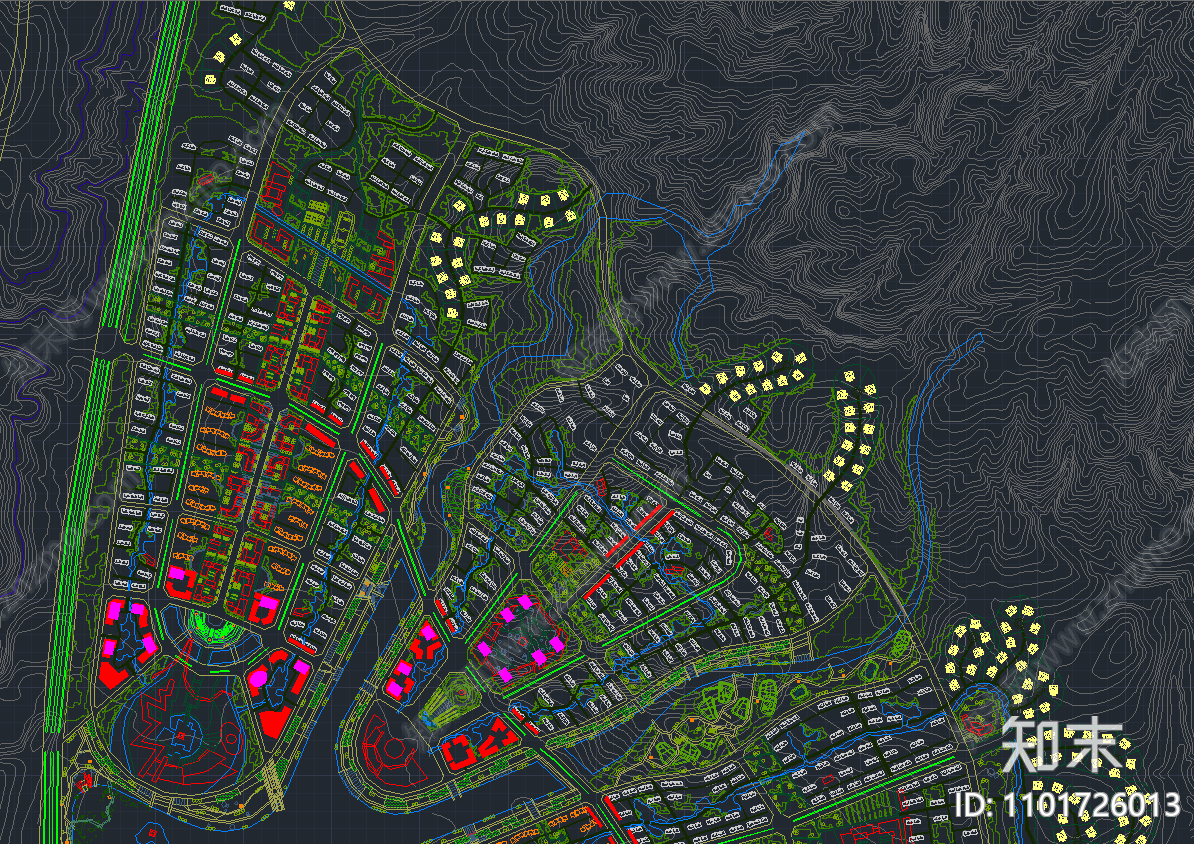 大型居住区规划设计平面方案施工图下载【ID:1101726013】