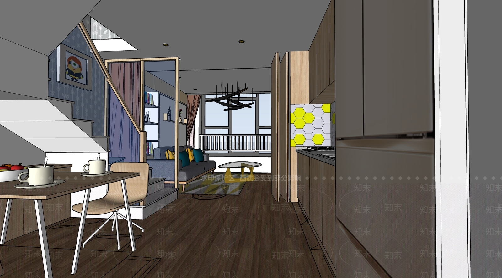 现代loft公寓SU模型下载【ID:1101771568】