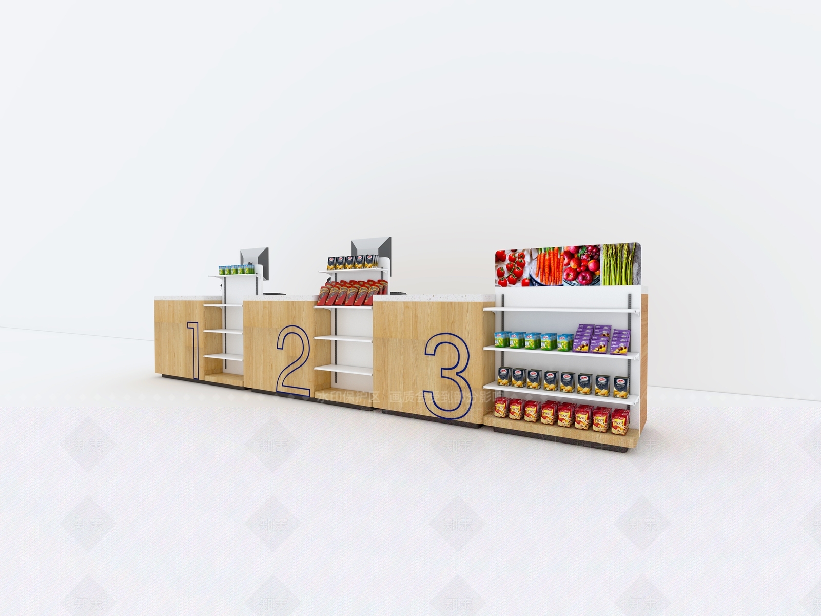 现代超市收银台3D模型下载【ID:1101729016】