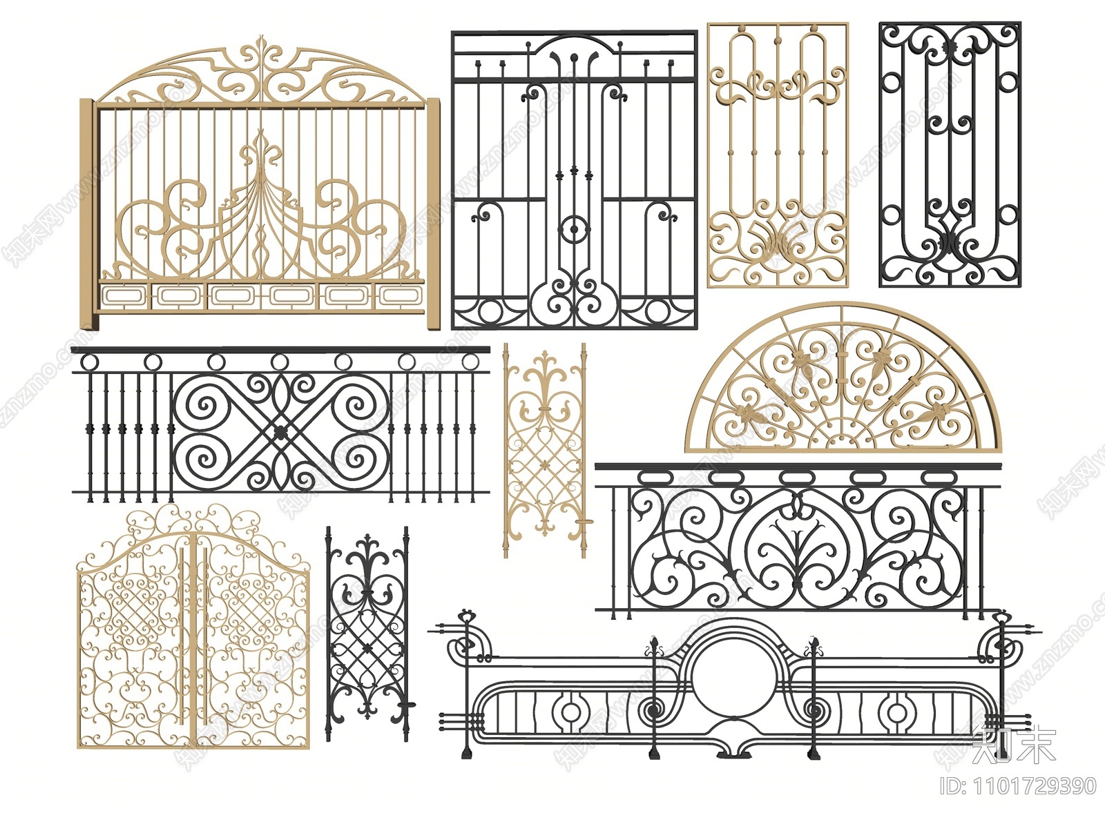 古典欧式雕花门围栏SU模型下载【ID:1101729390】