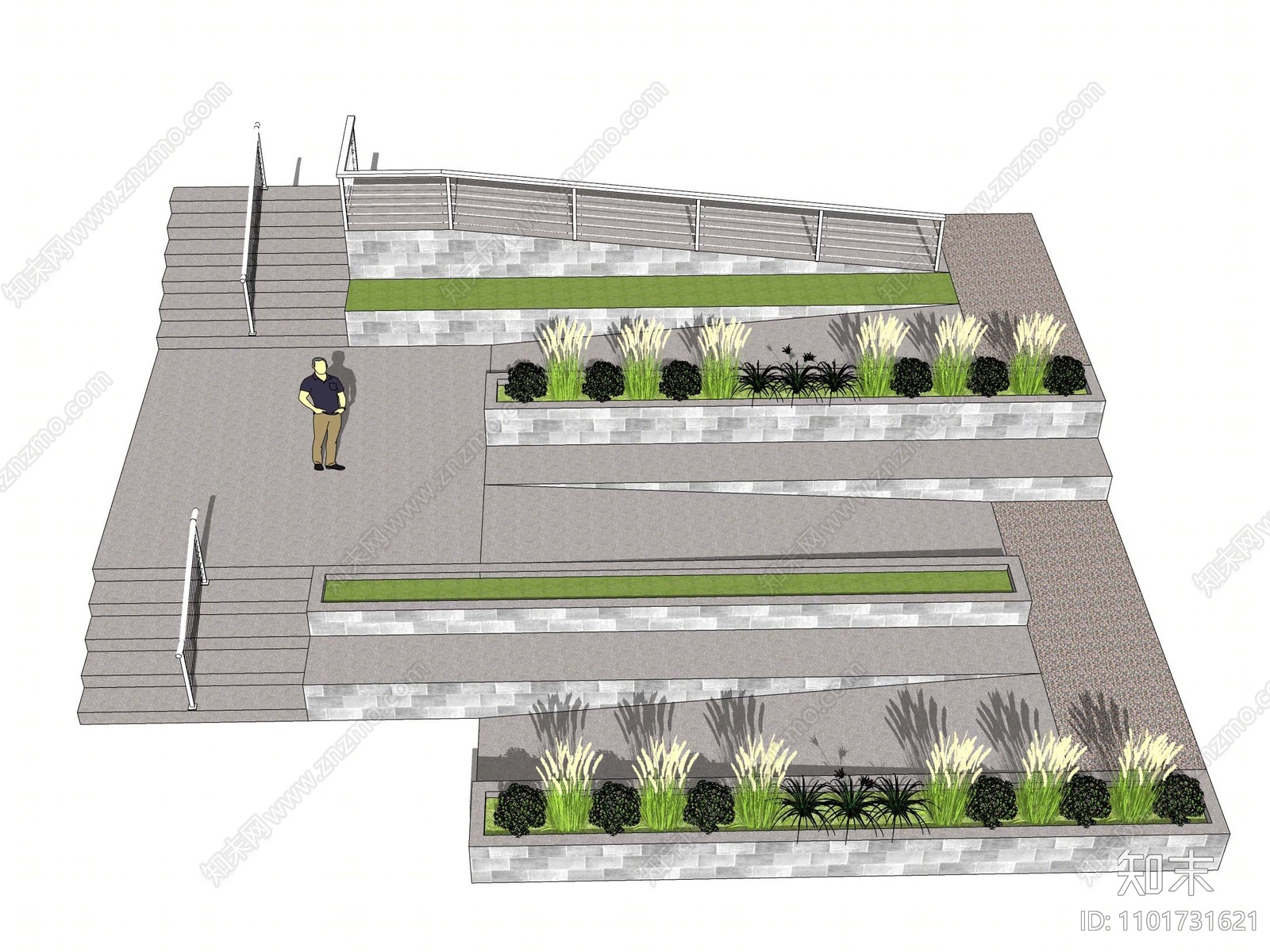 现代无障碍坡道SU模型下载【ID:1101731621】