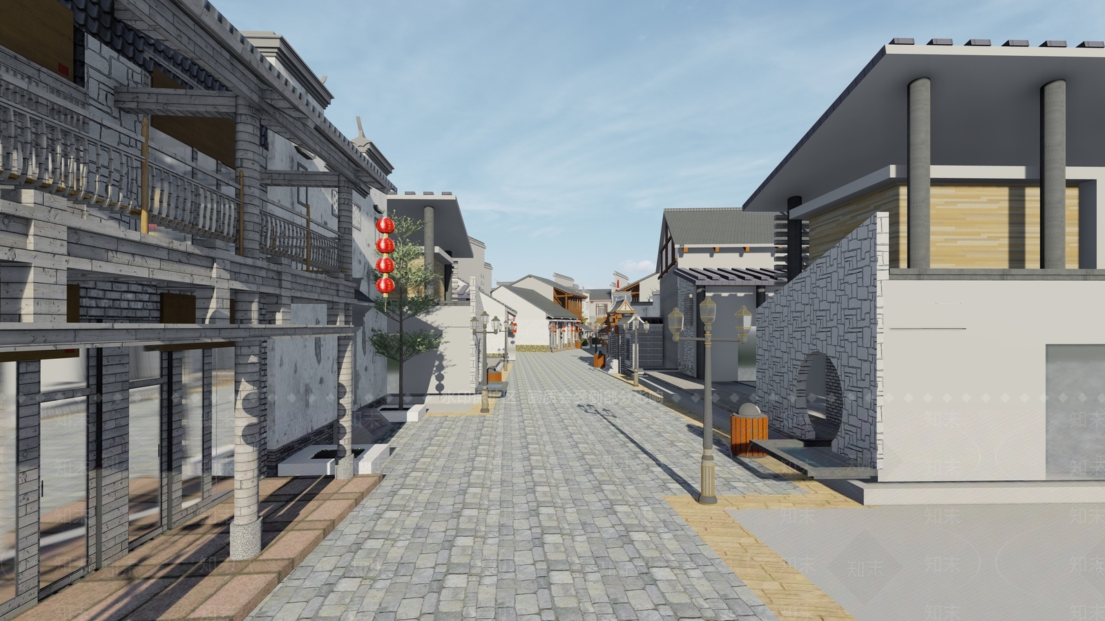 中式商业街SU模型下载【ID:1101742523】