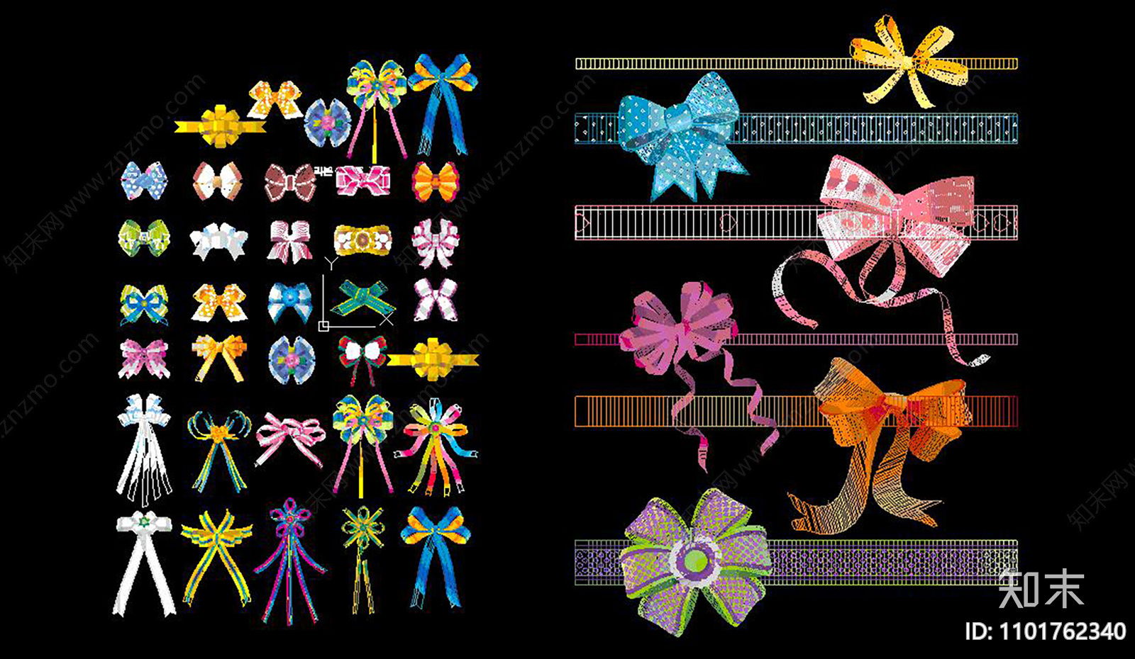 蝴蝶结CAD图库施工图下载【ID:1101762340】