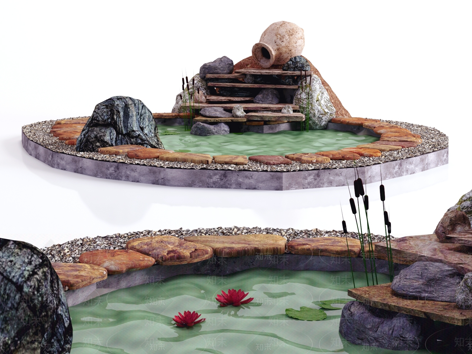 中式景观小品SU模型下载【ID:1101764140】