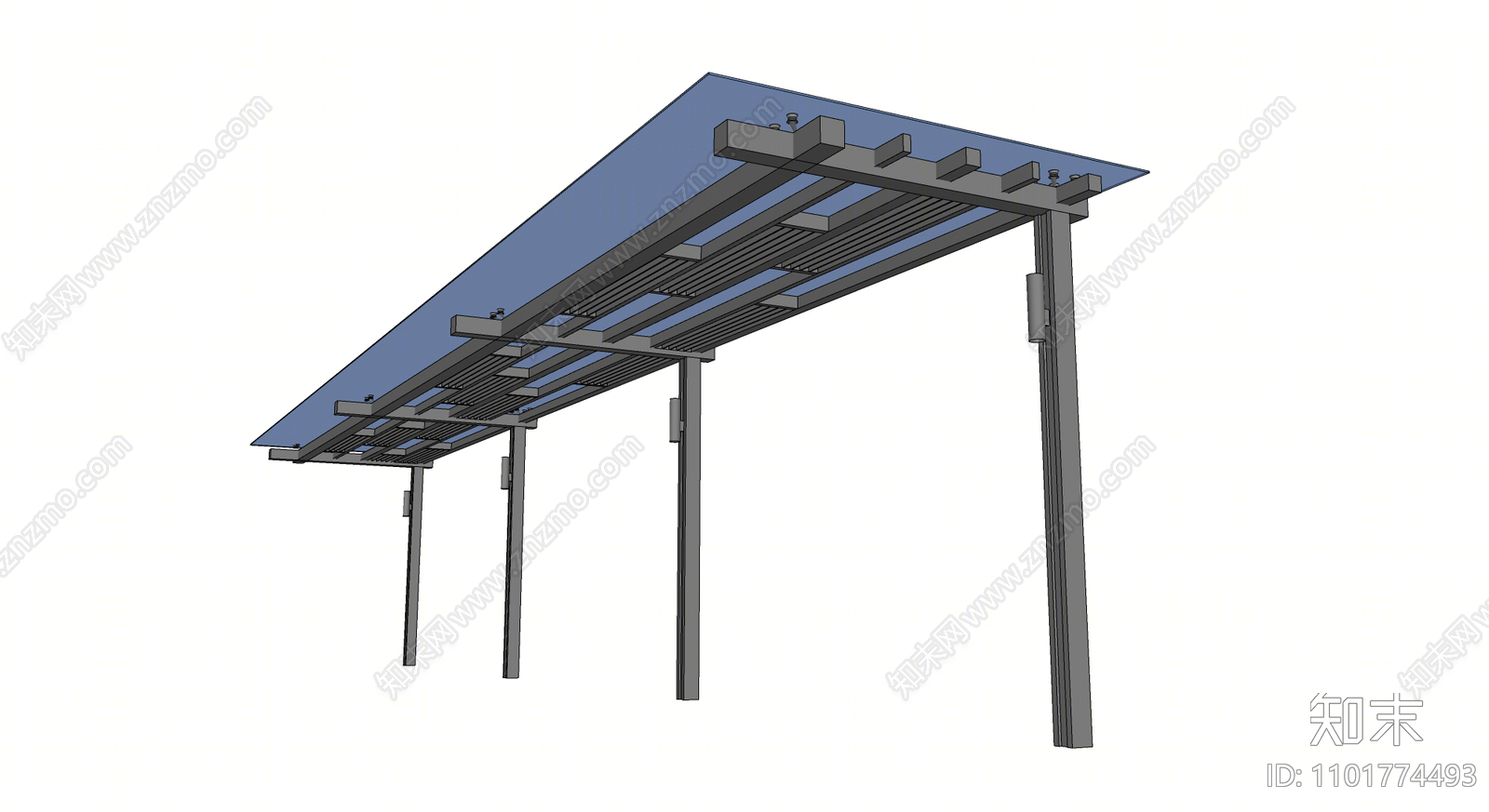 现代廊架SU模型下载【ID:1101774493】