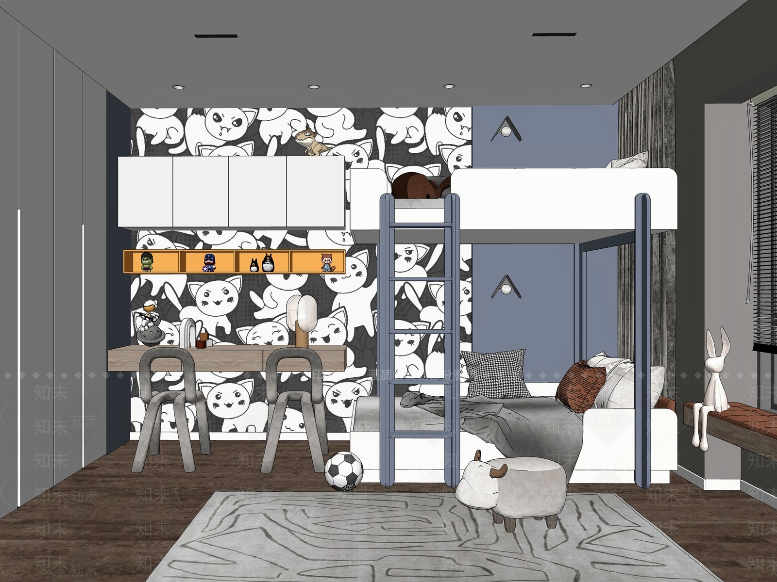现代儿童房SU模型下载【ID:1101777006】