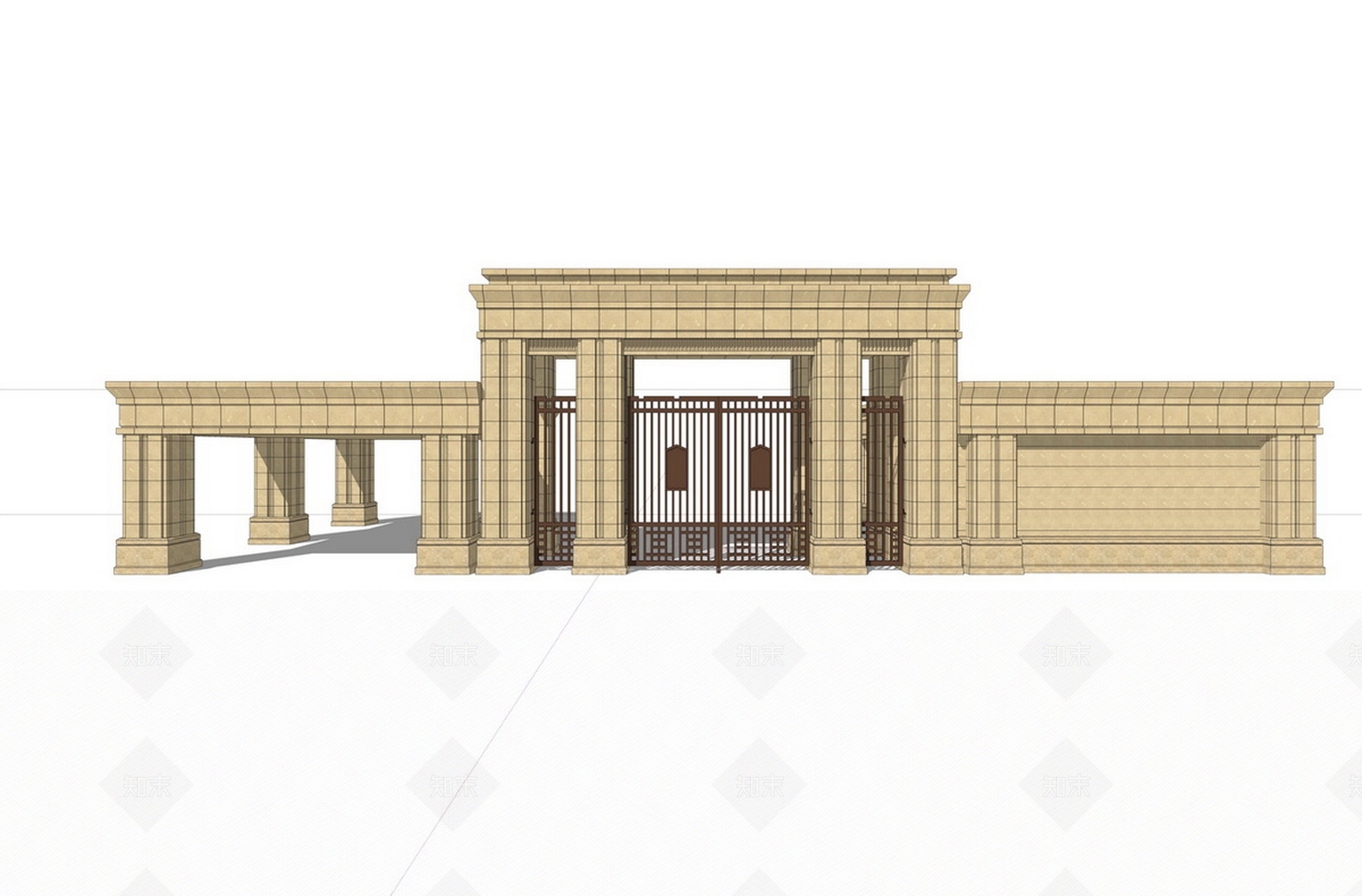 古典小区大门入口SU模型下载【ID:1101777669】