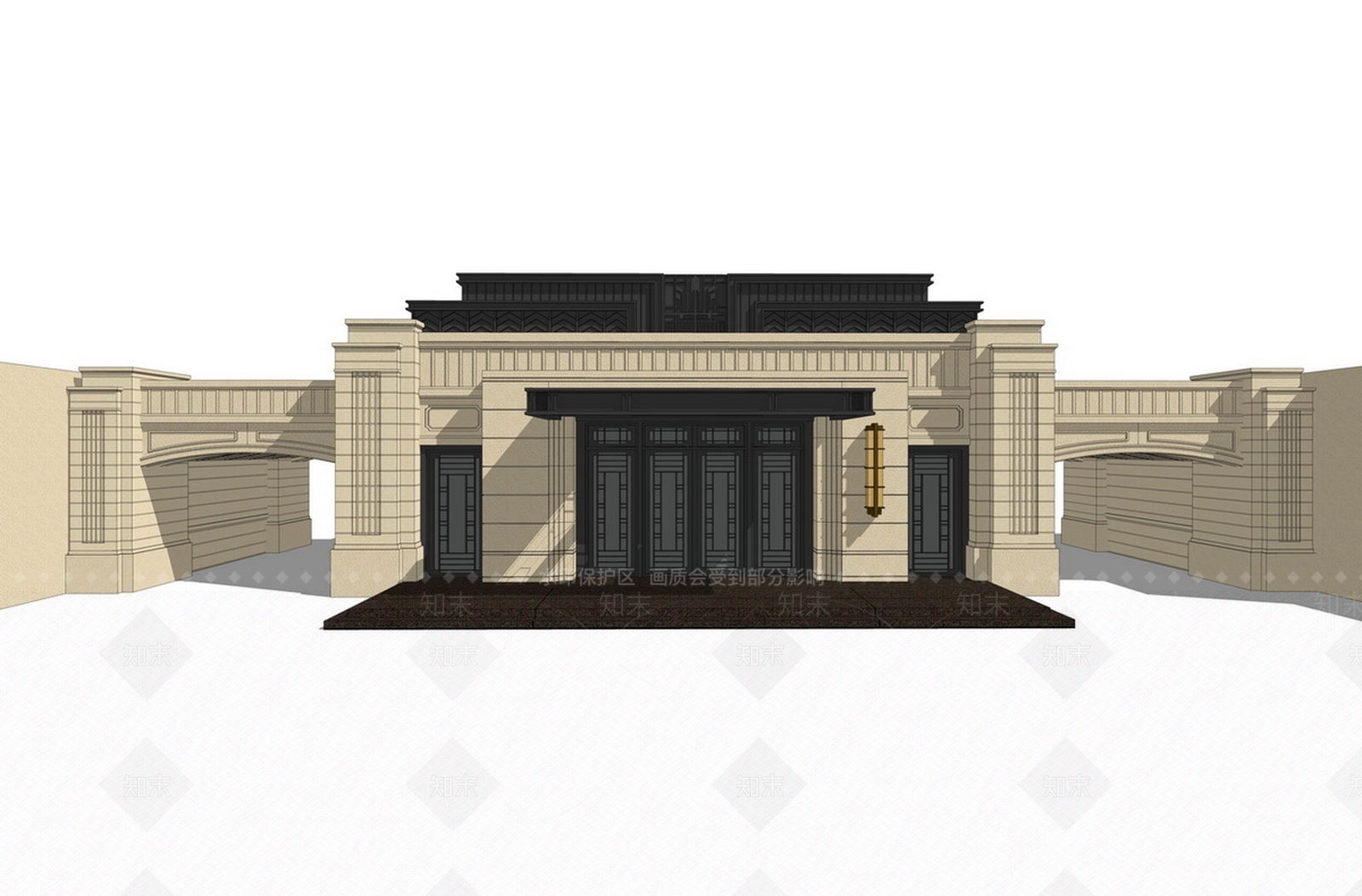 古典小区大门入口SU模型下载【ID:1101777772】