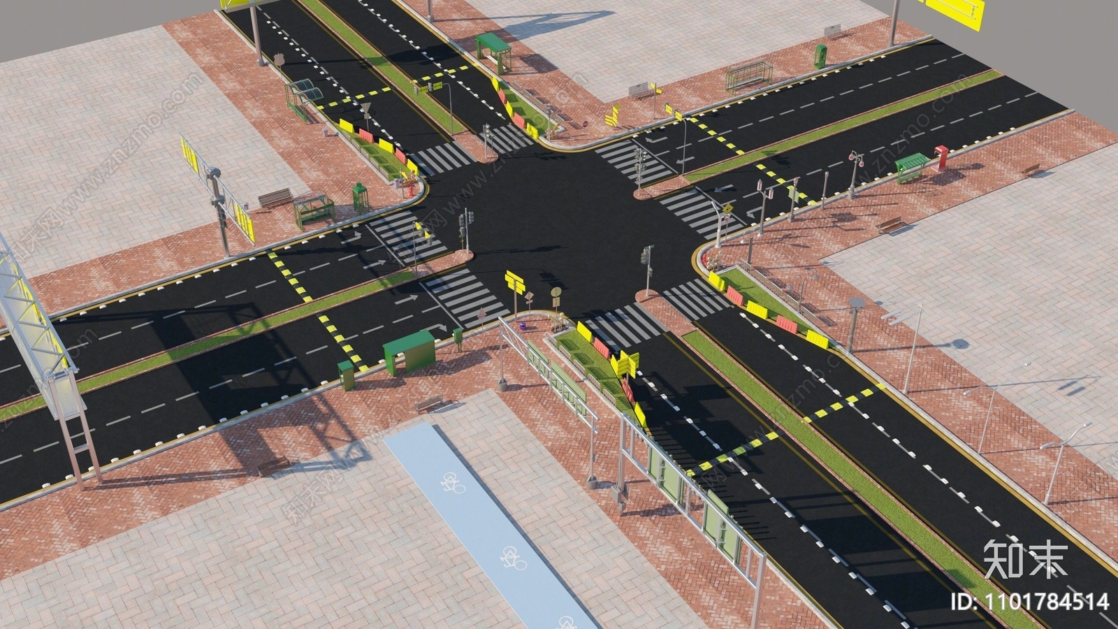 现代道路设施3D模型下载【ID:1101784514】