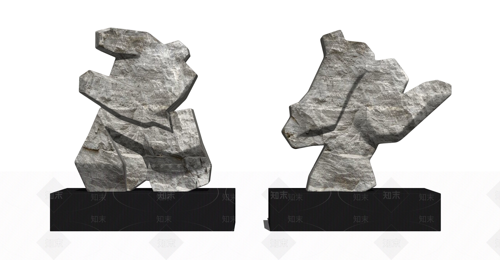 现代抽象人物石头雕塑SU模型下载【ID:1101788184】
