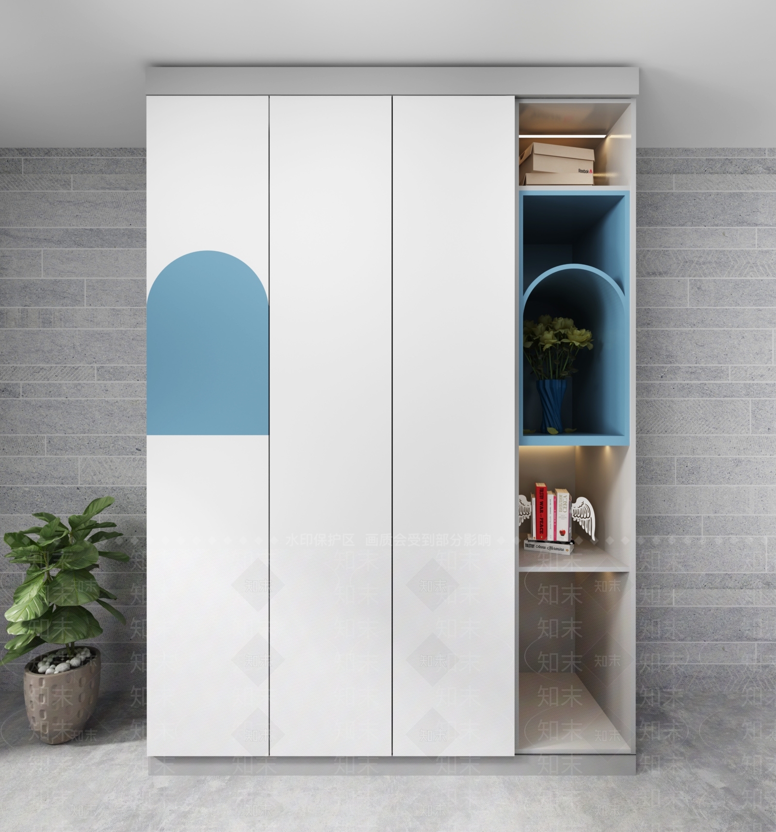 现代儿童房衣柜3D模型下载【ID:1101792262】