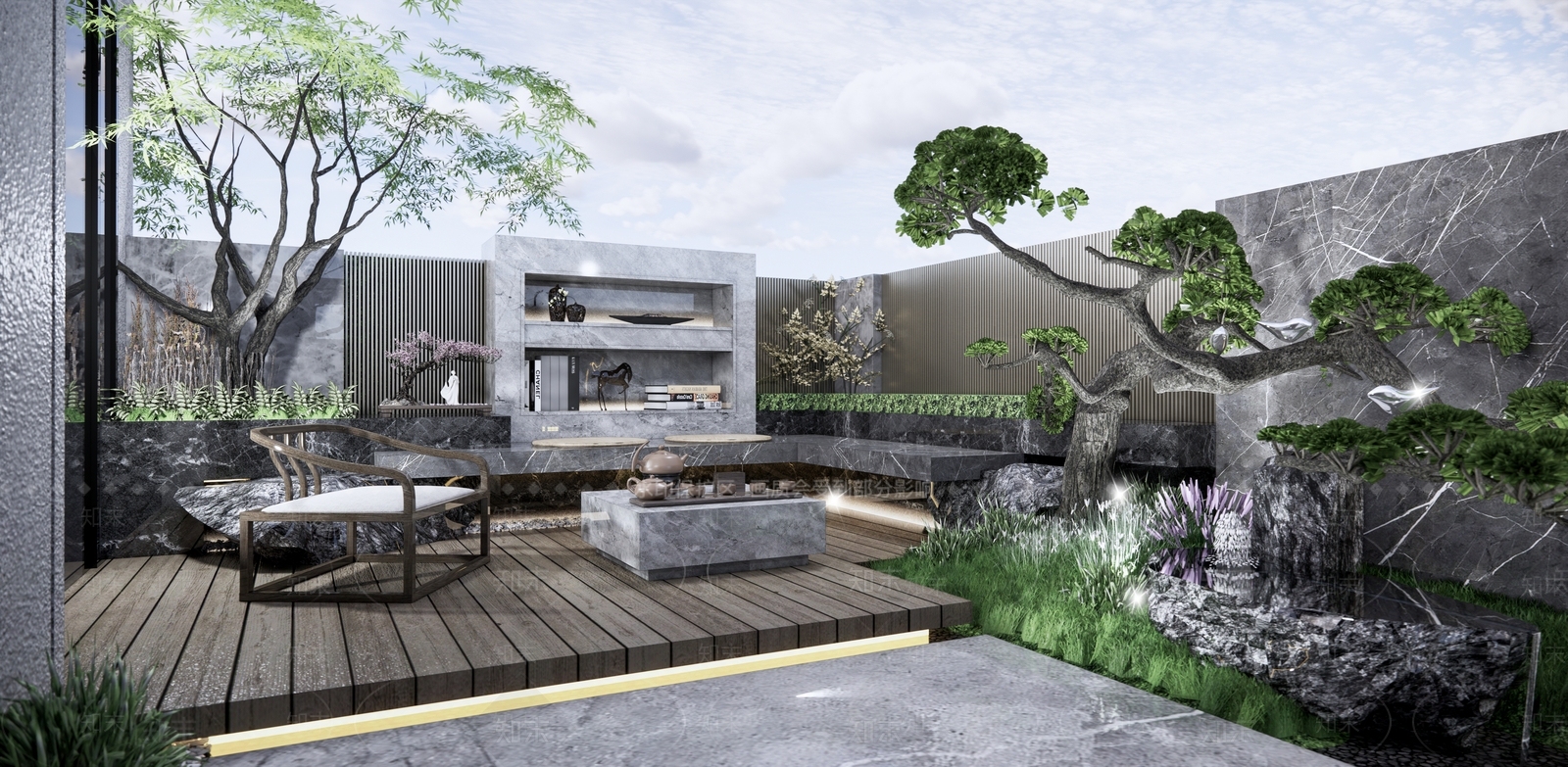 新中式居家院子SU模型下载【ID:1101796914】