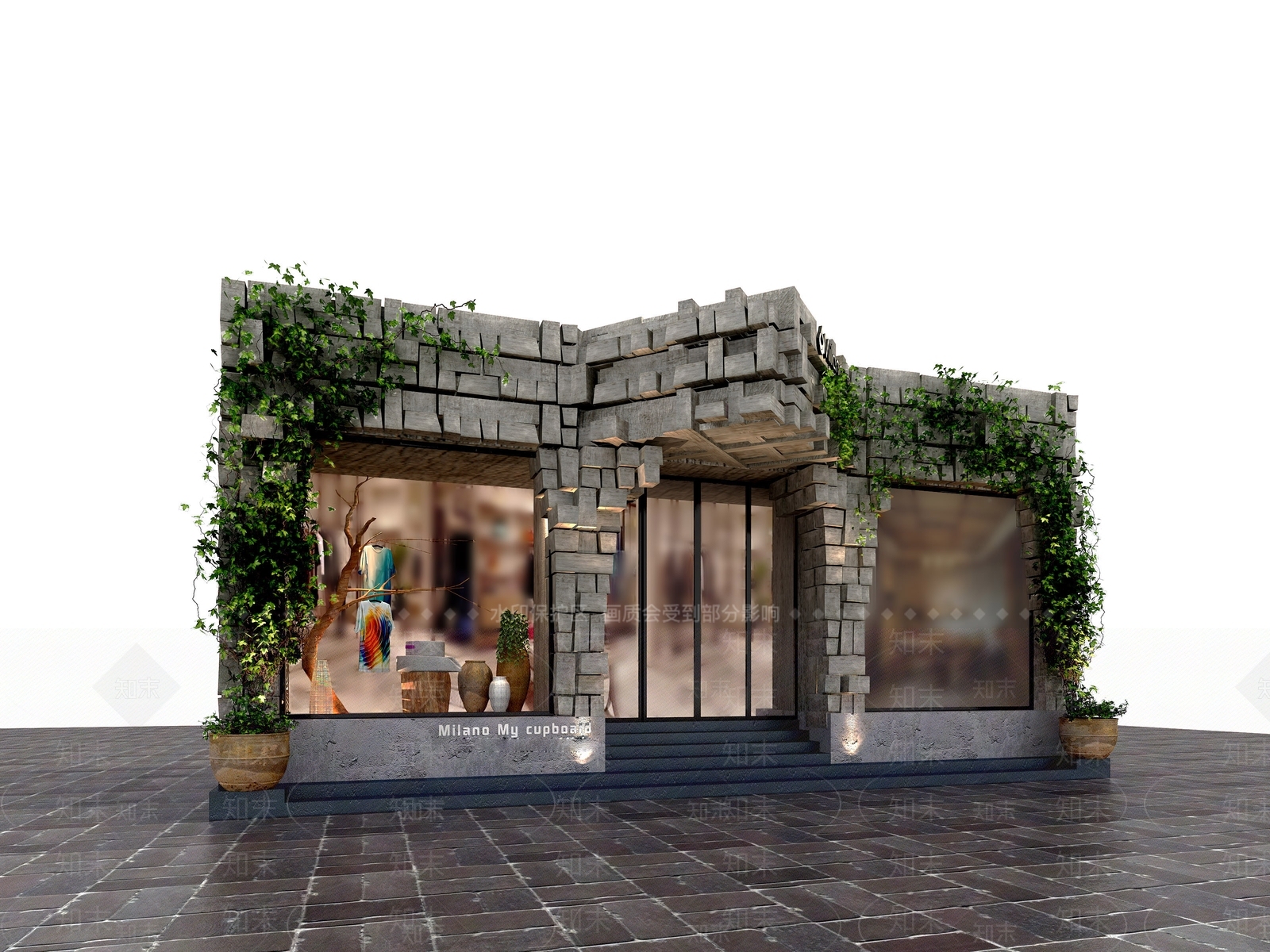 现代服装店门面门面3D模型下载【ID:1101800458】