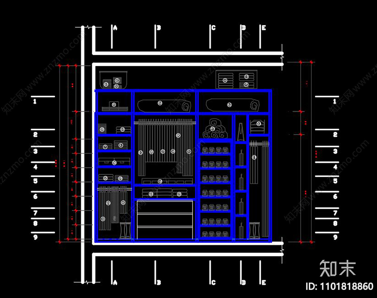 衣柜内部细节施工图下载【ID:1101818860】