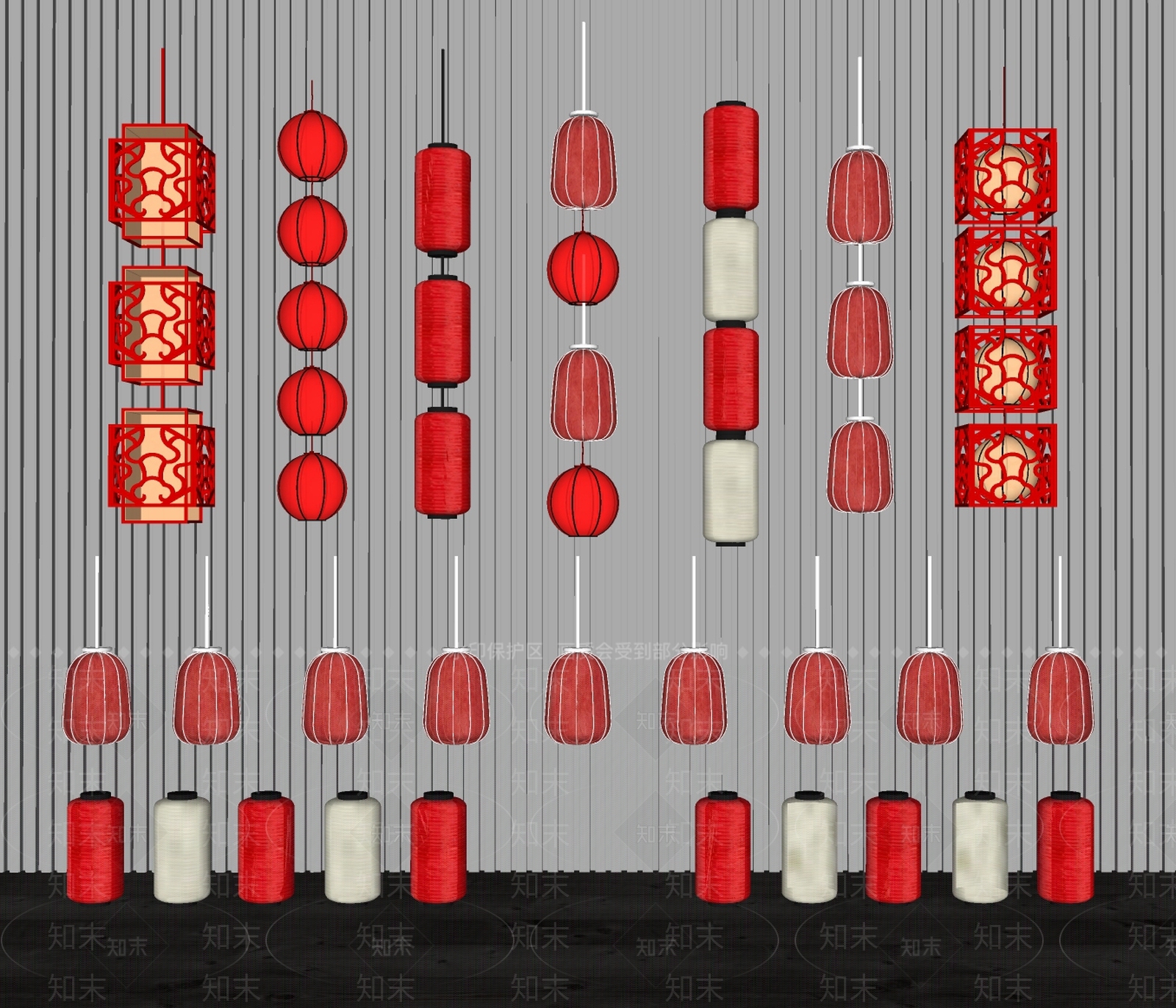 中式红灯笼SU模型下载【ID:1101822125】