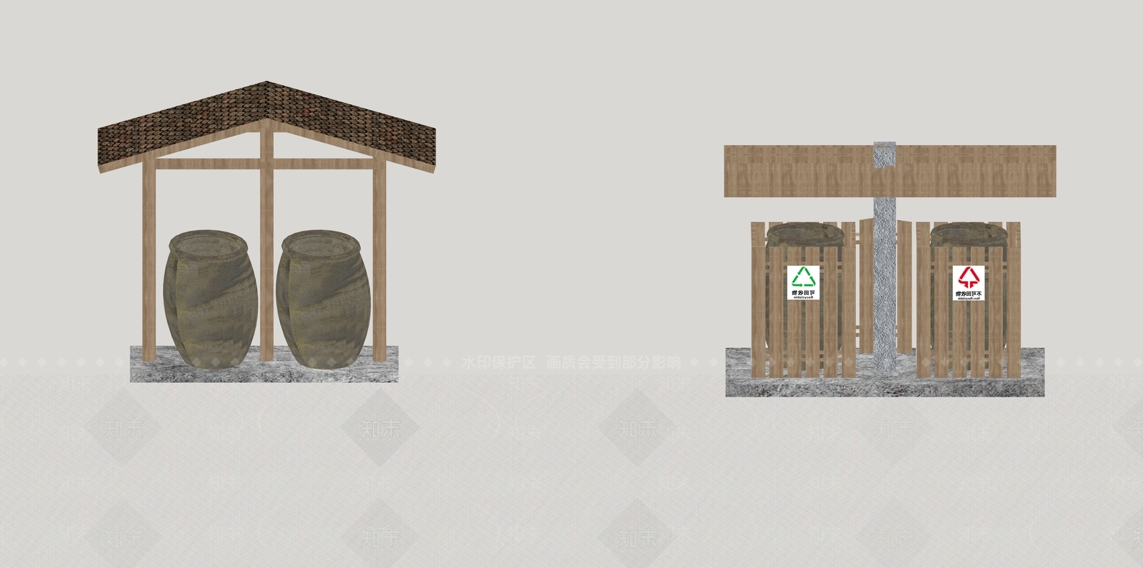 新中式风格垃圾桶SU模型下载【ID:1101830822】