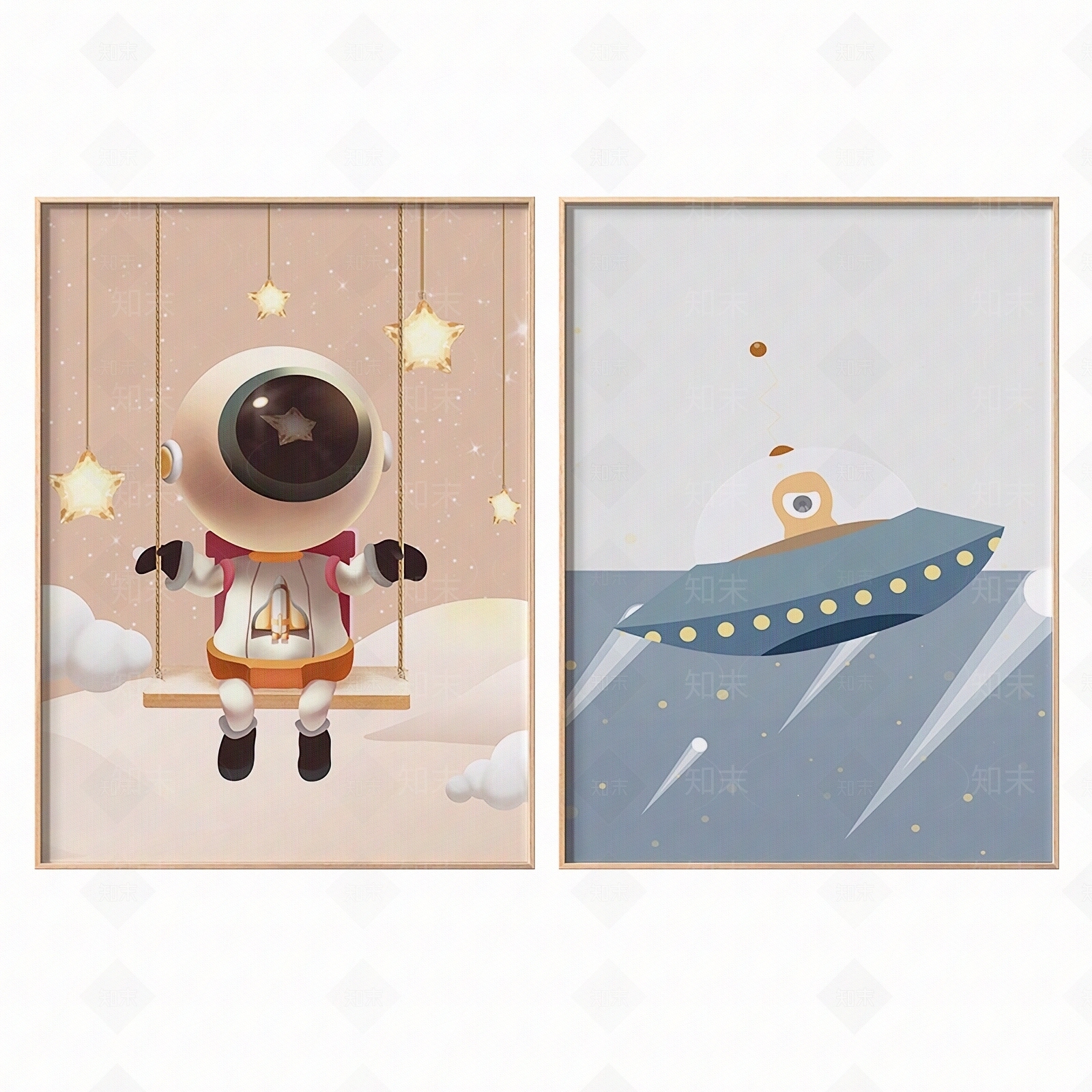 儿童卡通组合装饰画贴图下载【ID:1101834815】