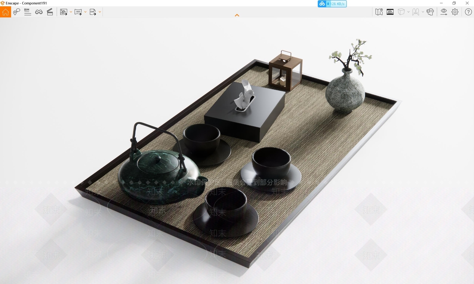 现代茶具SU模型下载【ID:1101837591】