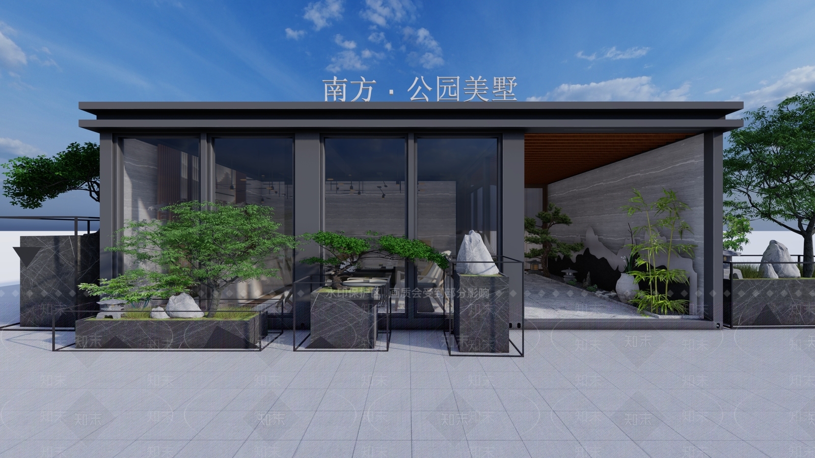 新中式售楼处建筑SU模型下载【ID:1101841825】