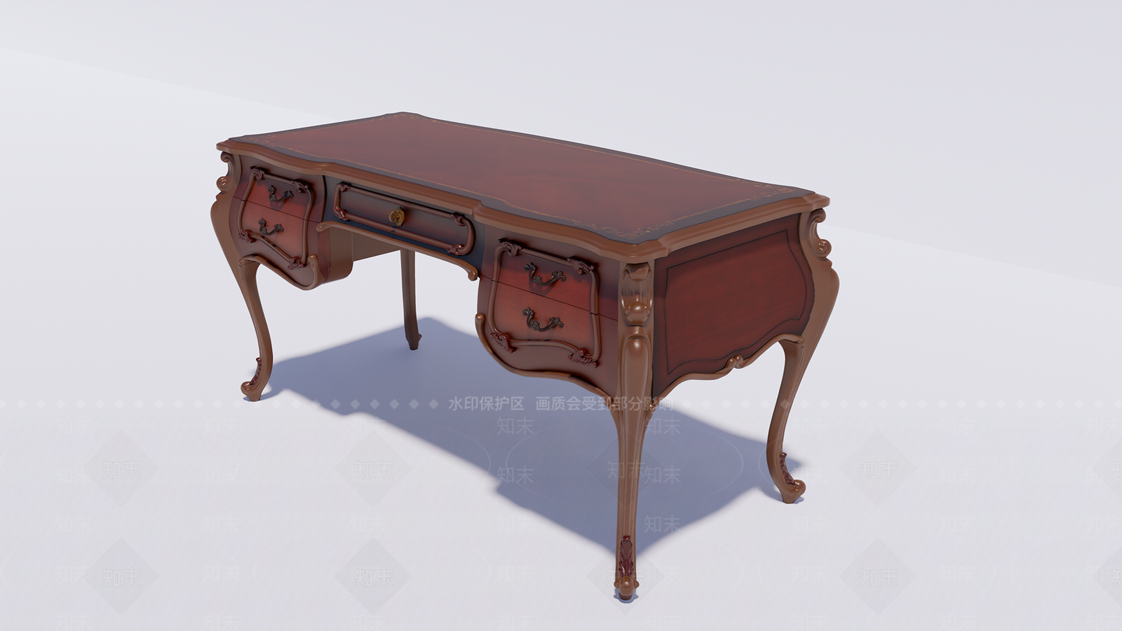 欧式古典办公书桌SU模型下载【ID:1101842061】