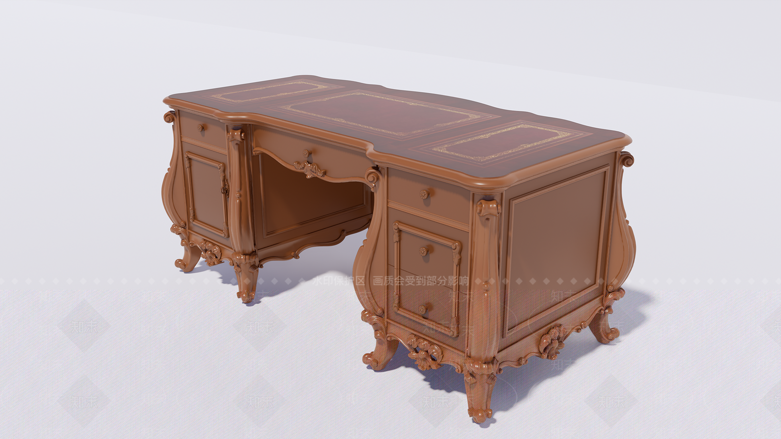 欧式古典风书桌SU模型下载【ID:1101844313】