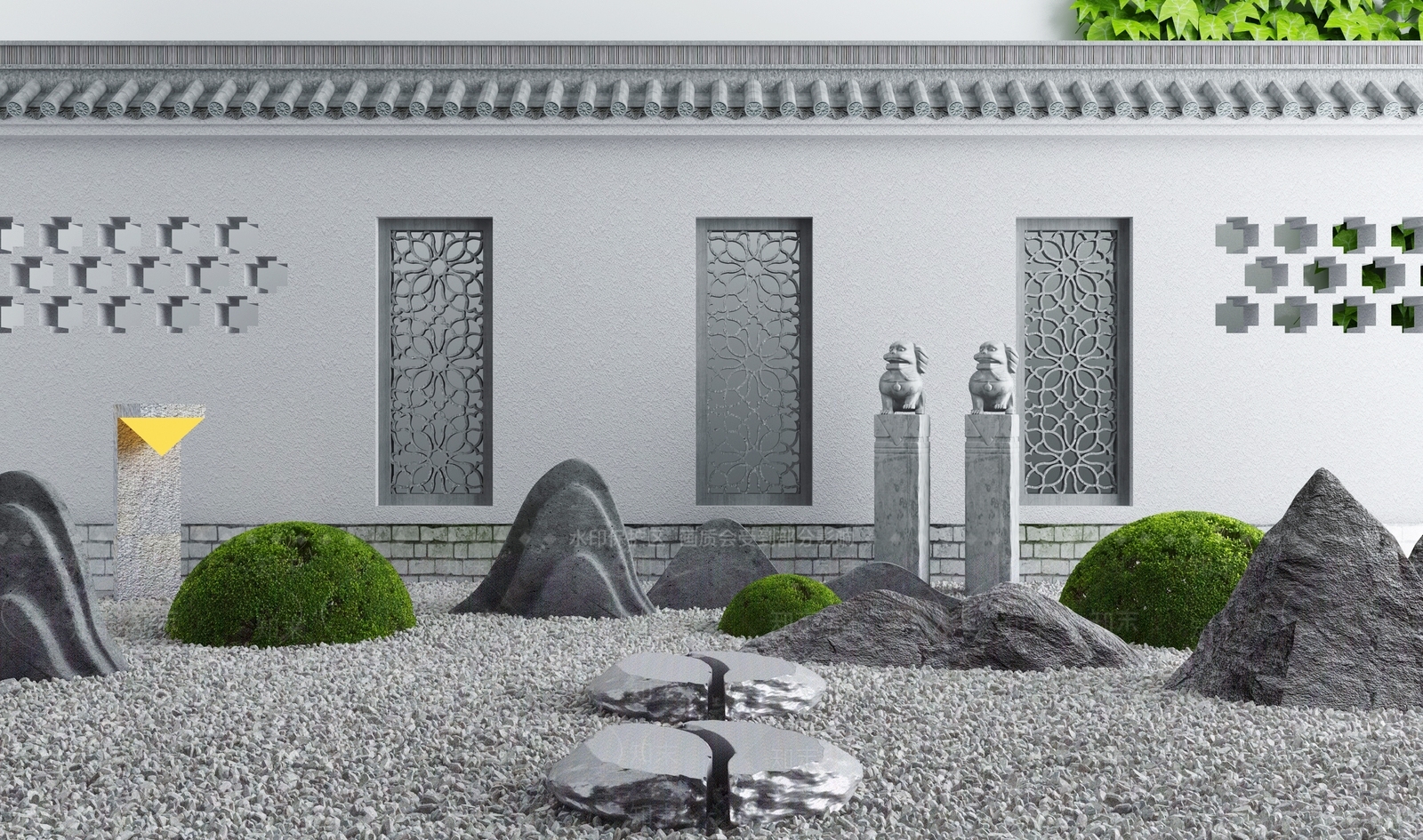 新中式假山山水3D模型下载【ID:1101845563】